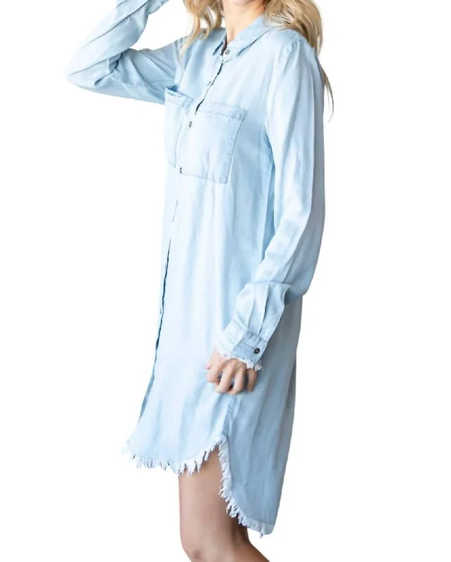 Tencel Shirt Dress In Light Wash