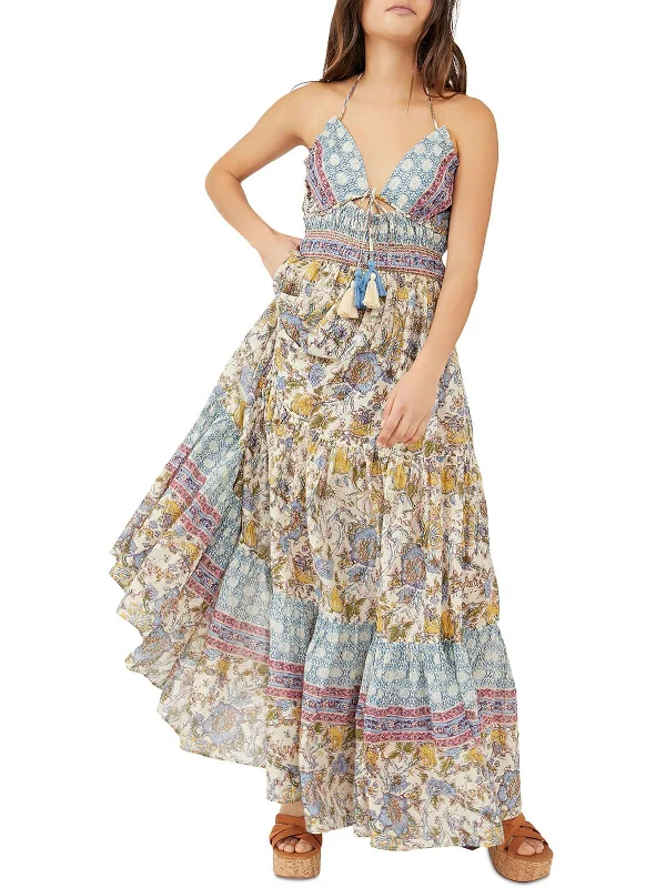 Womens Floral Print Maxi Fit & Flare Dress