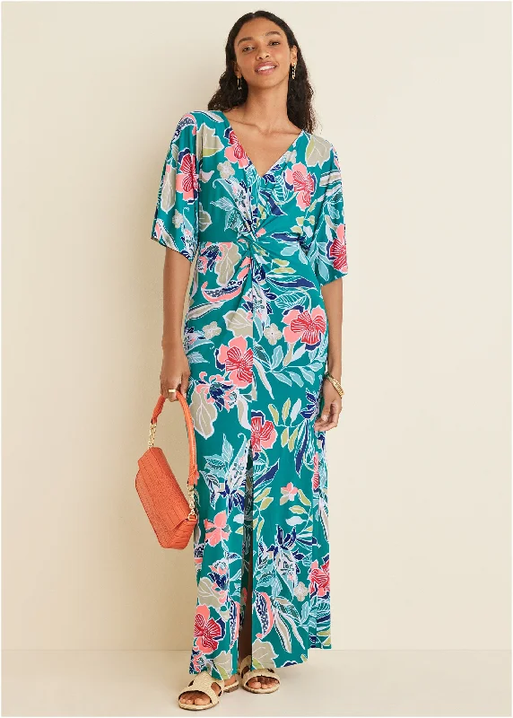 Twist Front Maxi Dress - Paradise Floral