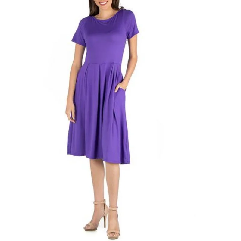 Plus Womens Knee-Length Short Sleeve Fit & Flare Dress