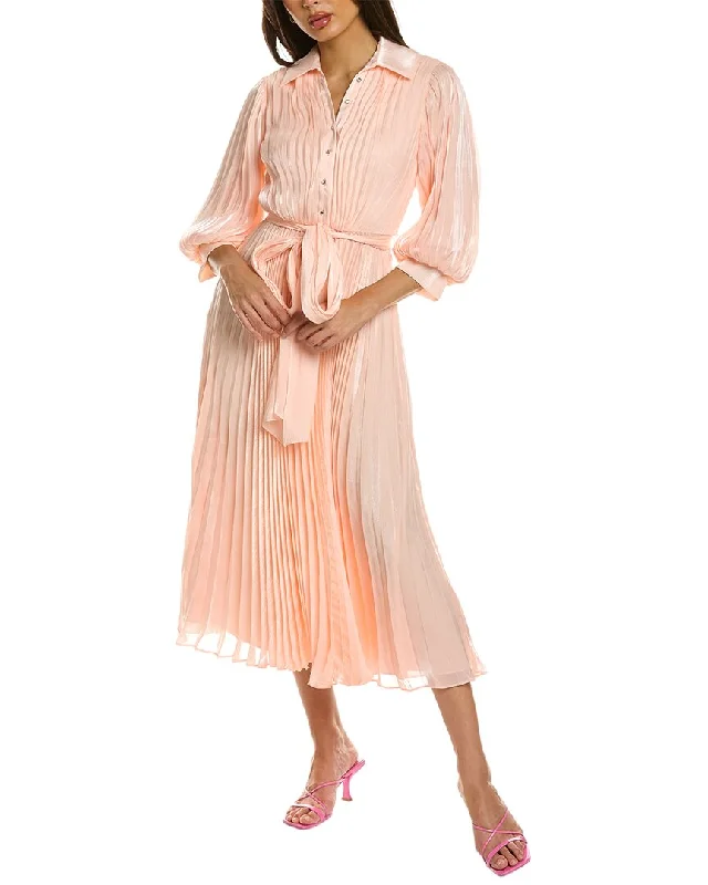 Badgley Mischka Shiny Chiffon Shirtdress