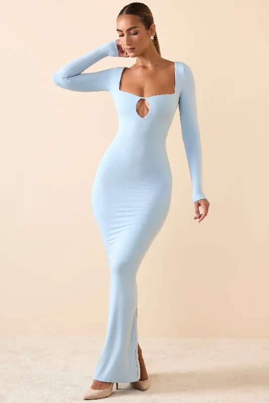 Modal Keyhole Cut-Out Maxi Dress in Ice Blue