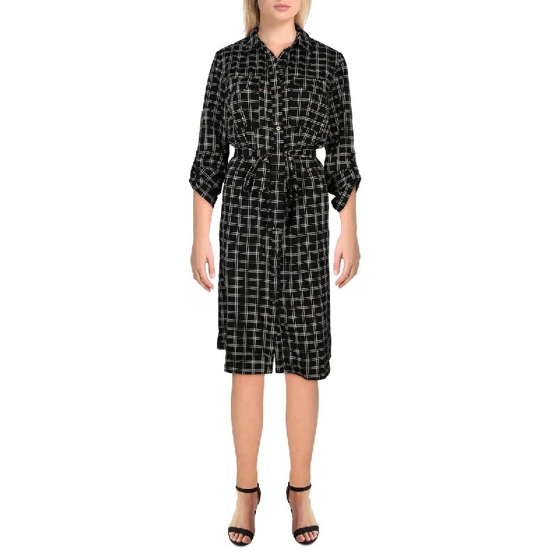 Womens Printed Knee Length Shirtdress