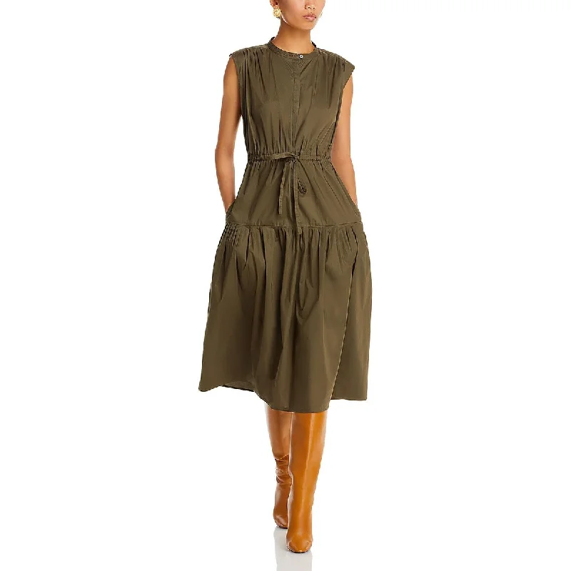 Margaret Womens Woven Tie Wast Fit & Flare Dress