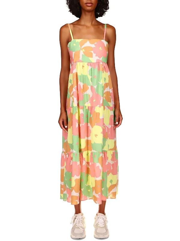 Womens Floral Print Maxi Fit & Flare Dress